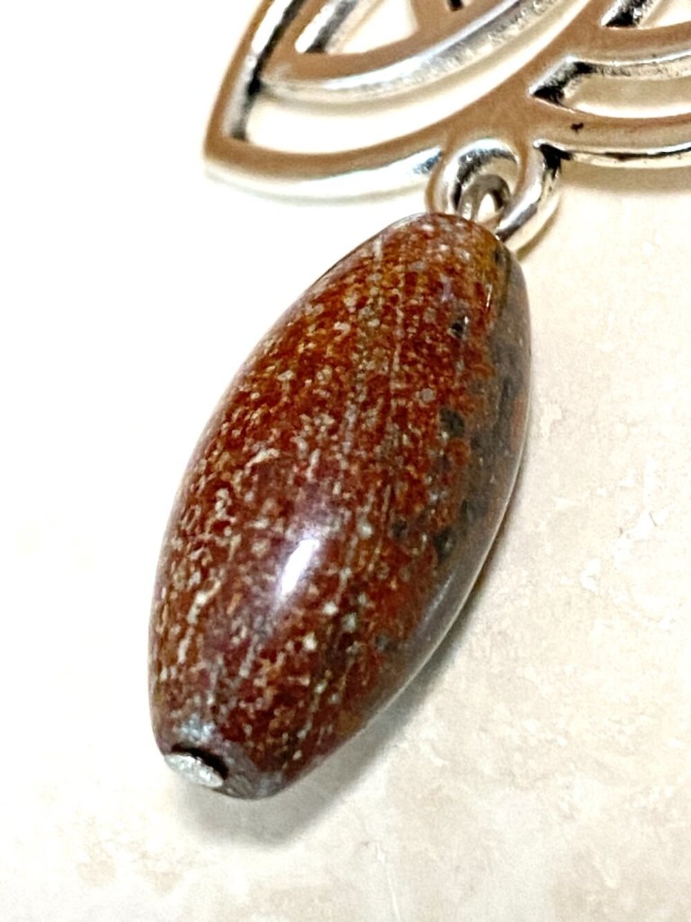 2/$20,Earthy Convoluted Jasper Triqueta Earrings,Gemstone & Sterling Silver Hook - Picture 3 of 9